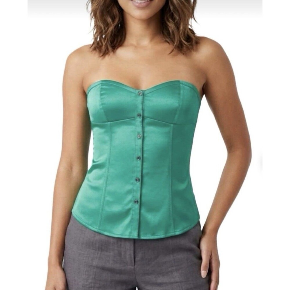 G By GUESS SWEETHEART-Corset TOP Women’s SIZE M Teal NWOT Y2K Coquette Girlie